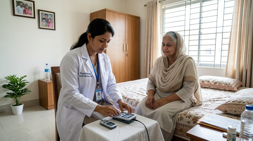 Female physiotherapist home visit Mirpur in a clean private bedroom