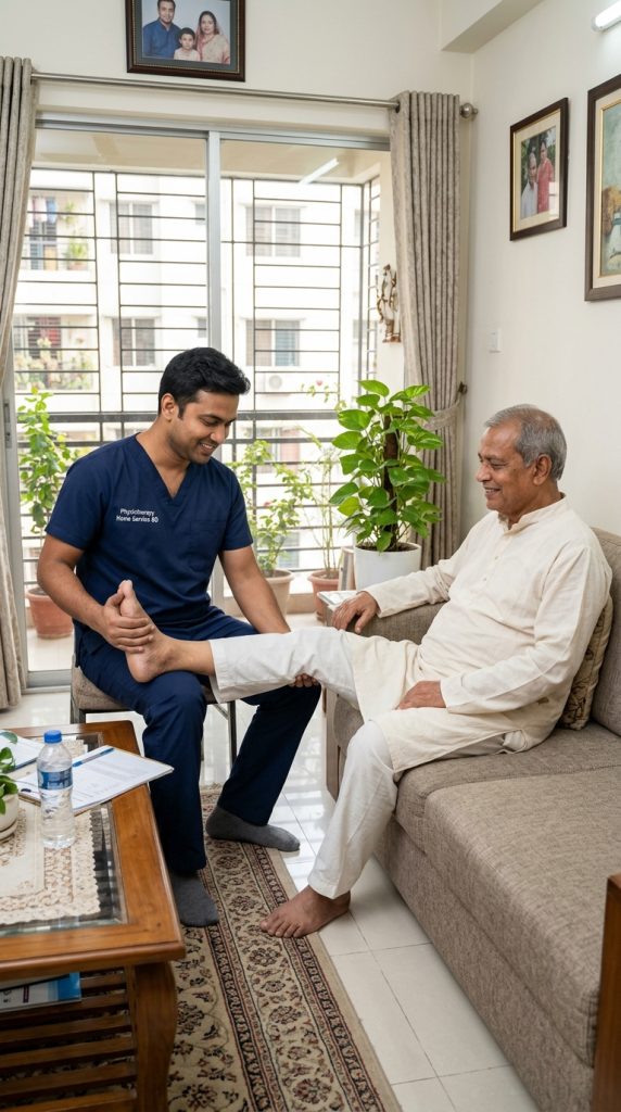 One-on-one physiotherapy doctor home visit Pallabi for senior patient