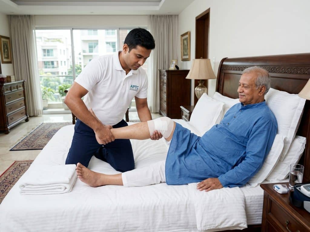 Post surgical knee replacement and spine rehabilitation at home in Dhaka